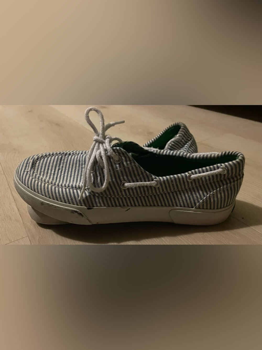 LILIA Blue and White Striped Woman’s Canvas Boat Shoes